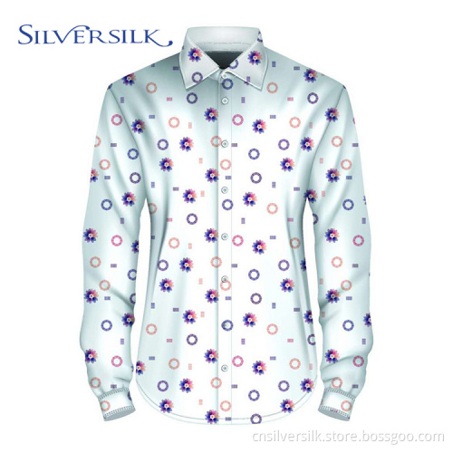 Single breasted print elegant floral men shirt